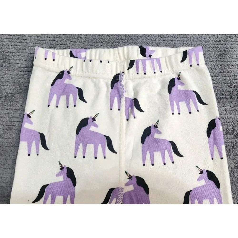 Hanna Andersson Girls Pajama Bottoms Unicorn White Purple Size 8 Kids Pj's Sleep